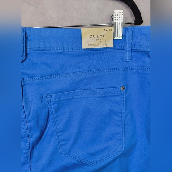 Curve‎ Appeal Tummy Tuck Capri Pants Women's 16/33 Blue Stretch Slim Leg Casual - Picture 6 of 10
